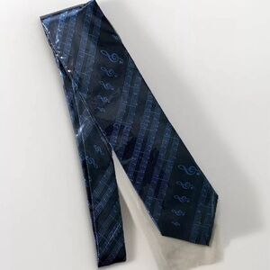 Musical Notes men's neck  Tie blue satin 100% poly